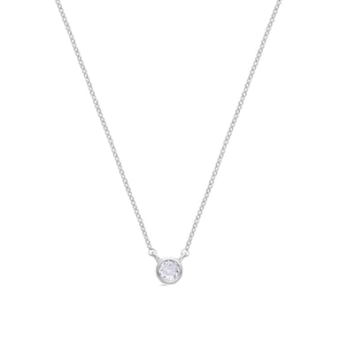 Luxenter Rhodium Plated Brilliant Zirconia Necklace - Akele