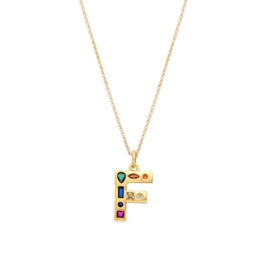 Luxenter Necklace with Multicolour Zirconia 18k gold finish - Alphabet
