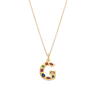 Luxenter Necklace with Multicolour Zirconia 18k gold finish - Alphabet