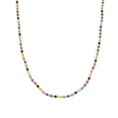 Luxenter Sterling Silver 925 and Multicoloured Crystal necklace finished in 18k yellow gold - Shedi