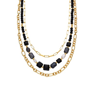 Luxenter Necklace with Black Resin 18k gold finish - Nyste