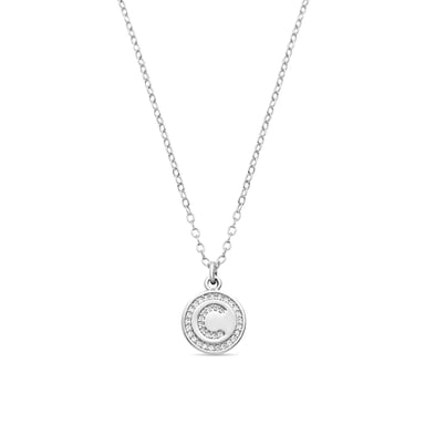 Luxenter Rhodium Plated Brilliant Zirconia Necklace - Alphabet