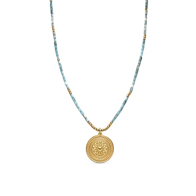 Luxeketting met Blauw Kristal 18k goud afwerking - Thyu