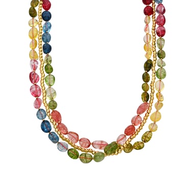 Luxenter Sterling Silver 925 and 18k gold finish Multicolour Crystal Necklace - Xiua