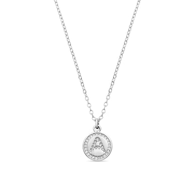 Luxenter Rhodium Plated Brilliant Zirconia Necklace - Alphabet