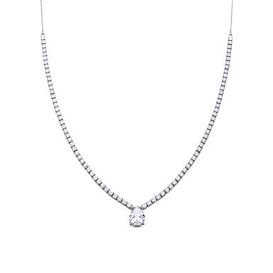 Luxenter Sterling Silver 925 Necklace with Rhodium Plated Brilliant Zirconia - Guoi