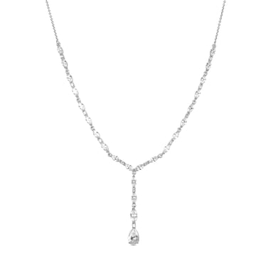 Luxenter Sterling Silver 925 Halsband med Rhodiumpläterad Briljant Zirkonia - Jibki