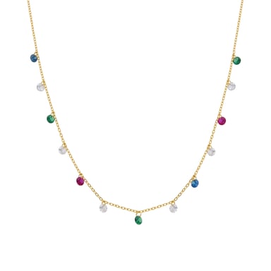 Luxenter Sterling Silver 925 and Multicolour Zirconia necklace finished in 18k yellow gold - Sumju