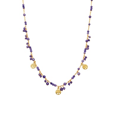 Luxenter necklace with 18k gold finish purple crystal - Totez