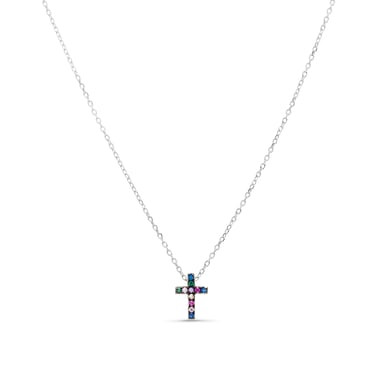 Luxenter Sterling Silver 925 necklace with Multicoloured Zirconia rhodium plated - Sharra