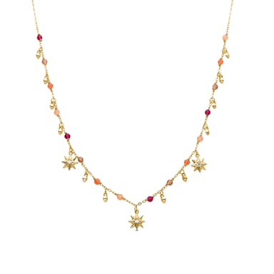 Luxenter Sterling Silver 925 halsband med mångfärgad kristall i 18K gult guld - Sekhay