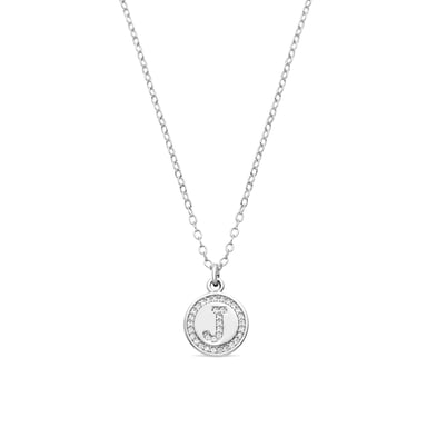Luxenter Rhodium Plated Brilliant Zirconia Necklace - Alphabet