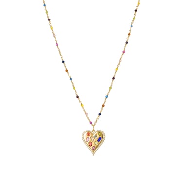 Luxenter Sterling Silver 925 necklace with Multicoloured Zirconia finished in 18K yellow gold - Hamka