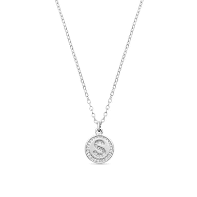 Luxenter Rhodium Plated Brilliant Zirconia Necklace - Alphabet