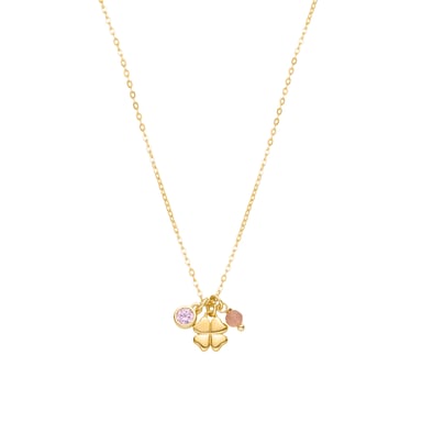 Luxenter Sterling Silver 925 halsband med rosa zirkonia avslutat med 18K gult guld - Douala