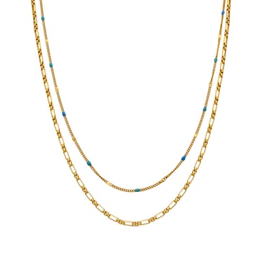Luxenterhalsband med flerfärgad lackad 18k guldfinish - Cautar