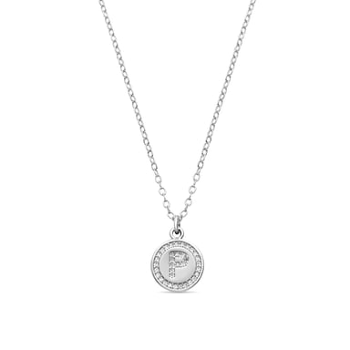 Luxenter Rhodium Plated Brilliant Zirconia Necklace - Alphabet
