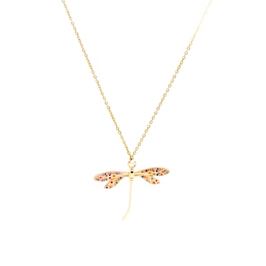 Luxenterhalsband med flerfärgade zirkoner 18K guldfinish - Zaka