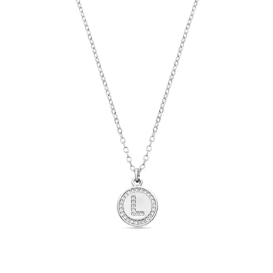 Luxenter Rhodium Plated Brilliant Zirconia Necklace - Alphabet