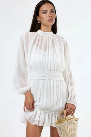 Frilly Turtleneck Mini Dress