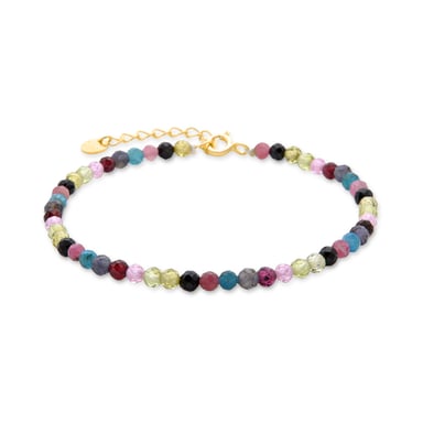 Luxenter Sterling Silver 925 bracelet with Multicolour Tourmaline finished in 18K yellow gold - Salblai