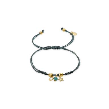 Luxenter Sterling Silver 925 and Green Crystal bracelet finished in 18k yellow gold - Star