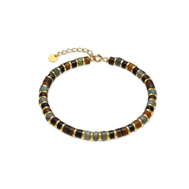 Luxenter Sterling Silver 925 and Tiger Eye bracelet in 18k gold finish - Ryhu