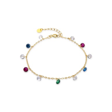 Luxenter Sterling Silver 925 and Multicolour Zirconia bracelet finished in 18k yellow gold - Sumju