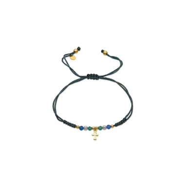 Luxenter Sterling Zilver 925 en Donkerblauw Kristal armband met 18k goud afwerking - Kalau