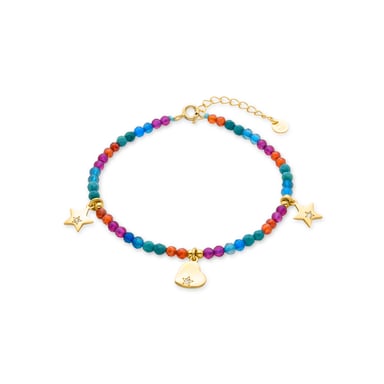 Luxenter 925 Sterling Silver Bracelet with Multicoloured Crystal finished in 18K yellow gold - Sten