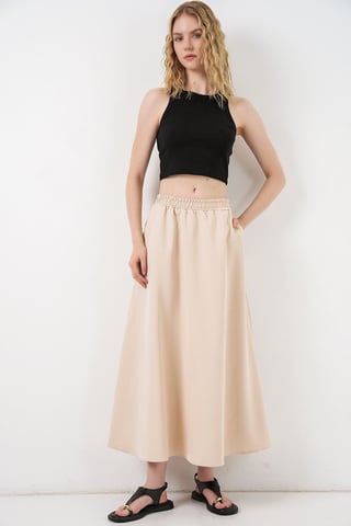 High Waist A-Line Maxi Skirt