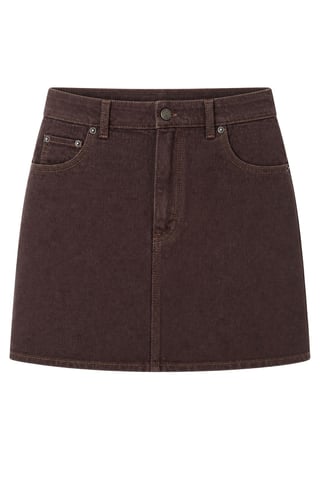 High Waist A-Line Denim Mini Skirt with Button Closure