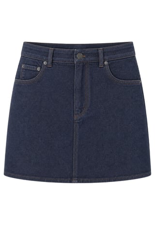 High Waist A-Line Denim Mini Skirt with Button Closure