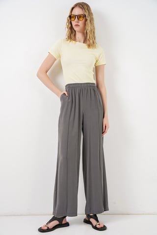 Wide Leg Trousers with Elastic Waist