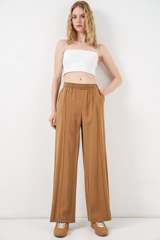 Wide Leg Trousers with Elastic Waist