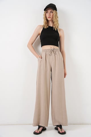 High Waist Wide Leg Trousers with Pocket