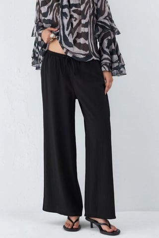 Wide Leg Elastic Waist Pants with Pockets