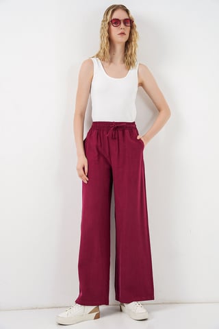 High Waist Wide Leg Trousers with Pocket