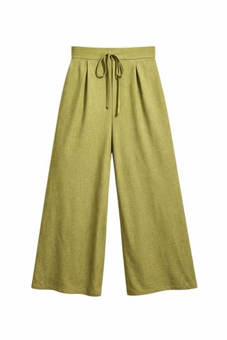 High Waist Wide Leg Palazzo Pants with Tie Detail