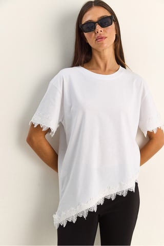 Overmaatse Crew Neck Katoenen T-Shirt