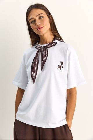 Loose Fit Crew Neck Embroidered T-Shirt