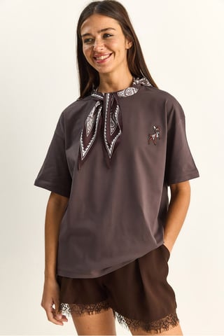 Loose Fit Crew Neck Embroidered T-Shirt