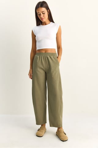 Elastic Waist Straight Leg Pants with Pockets