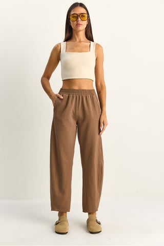 Elastic Waist Straight Leg Pants with Pockets