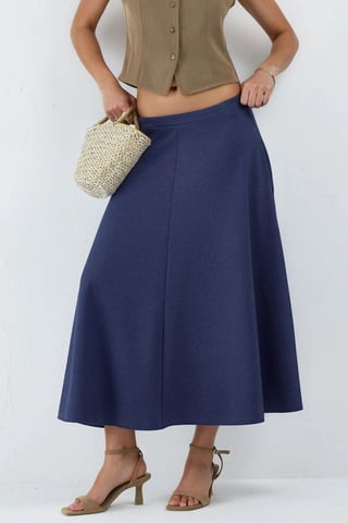 High Waist A-Line Midi Skirt