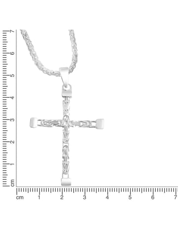 Zeeme Basic Necklace Silber 925 poliert mit Kreuz-Anhänger 55cm lang Königskette 2,2mm breit