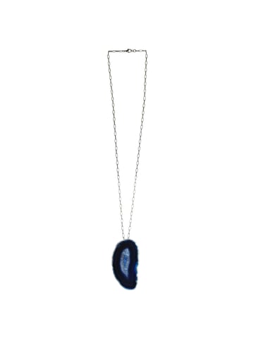 Steuer Modeschmuck Pendant with chain Achat-Anhänger blau oval