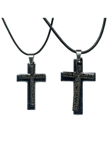 Steuer Modeschmuck Jewellery set Set friendship necklace/partner necklace cross black/silver-coloured