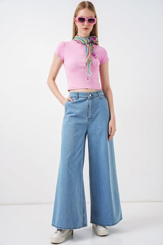 Hög midja vida jeans