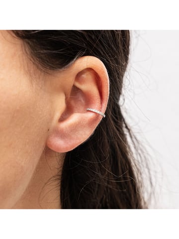 Zeeme Basic Ear clip Silver 925 rhodium-plated with 11x white zirconia